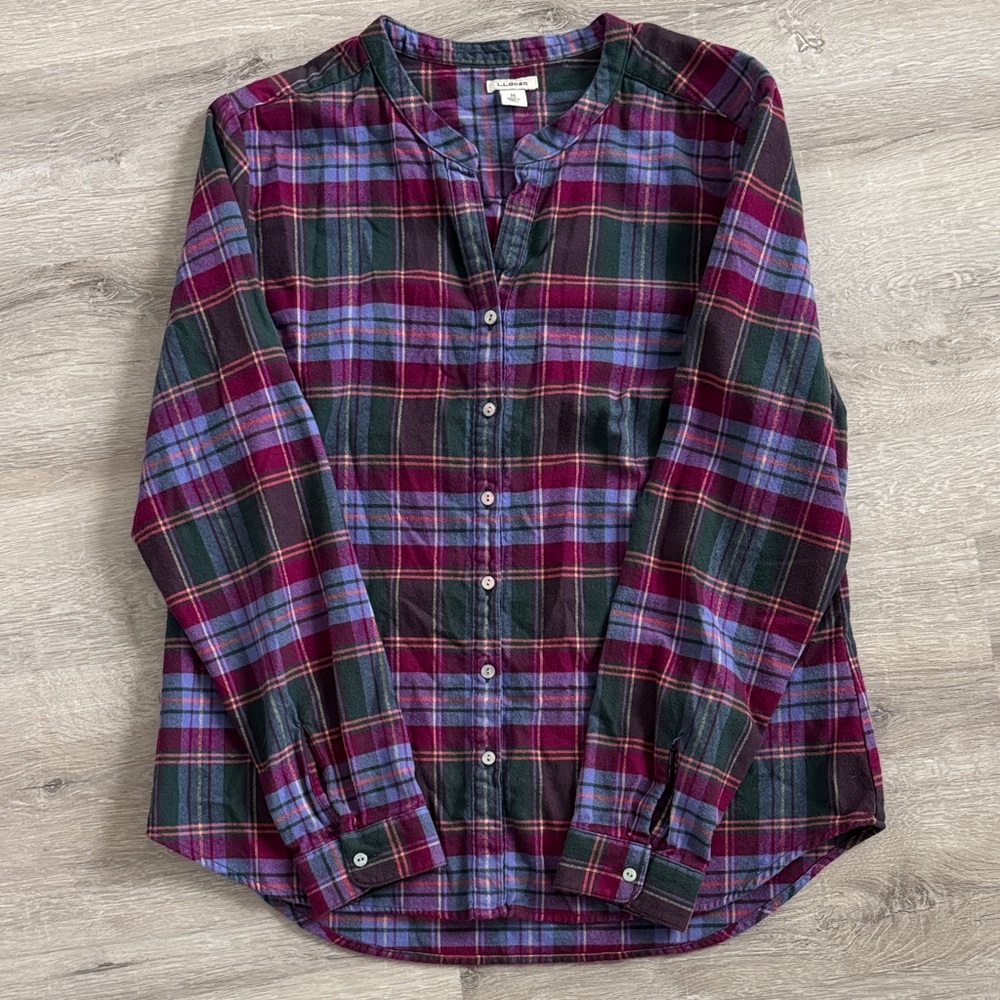 LL Bean Plaid Button-Up Shirt 100% Cotton